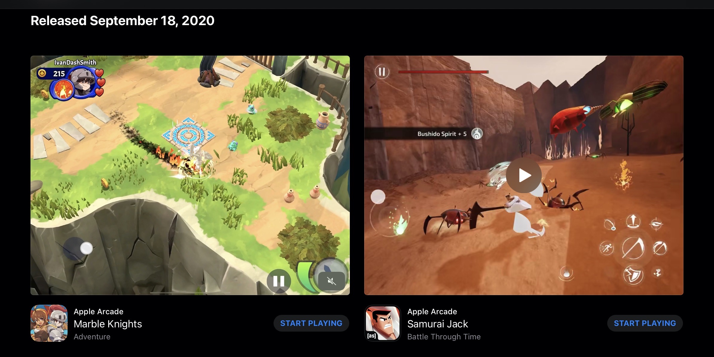 new Apple Arcade games 9/18